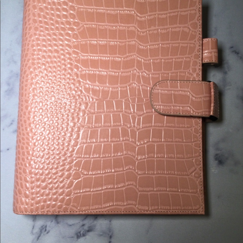 Moterm A5 Luxe Rings Planner genuine leather 30mm Croc Pink